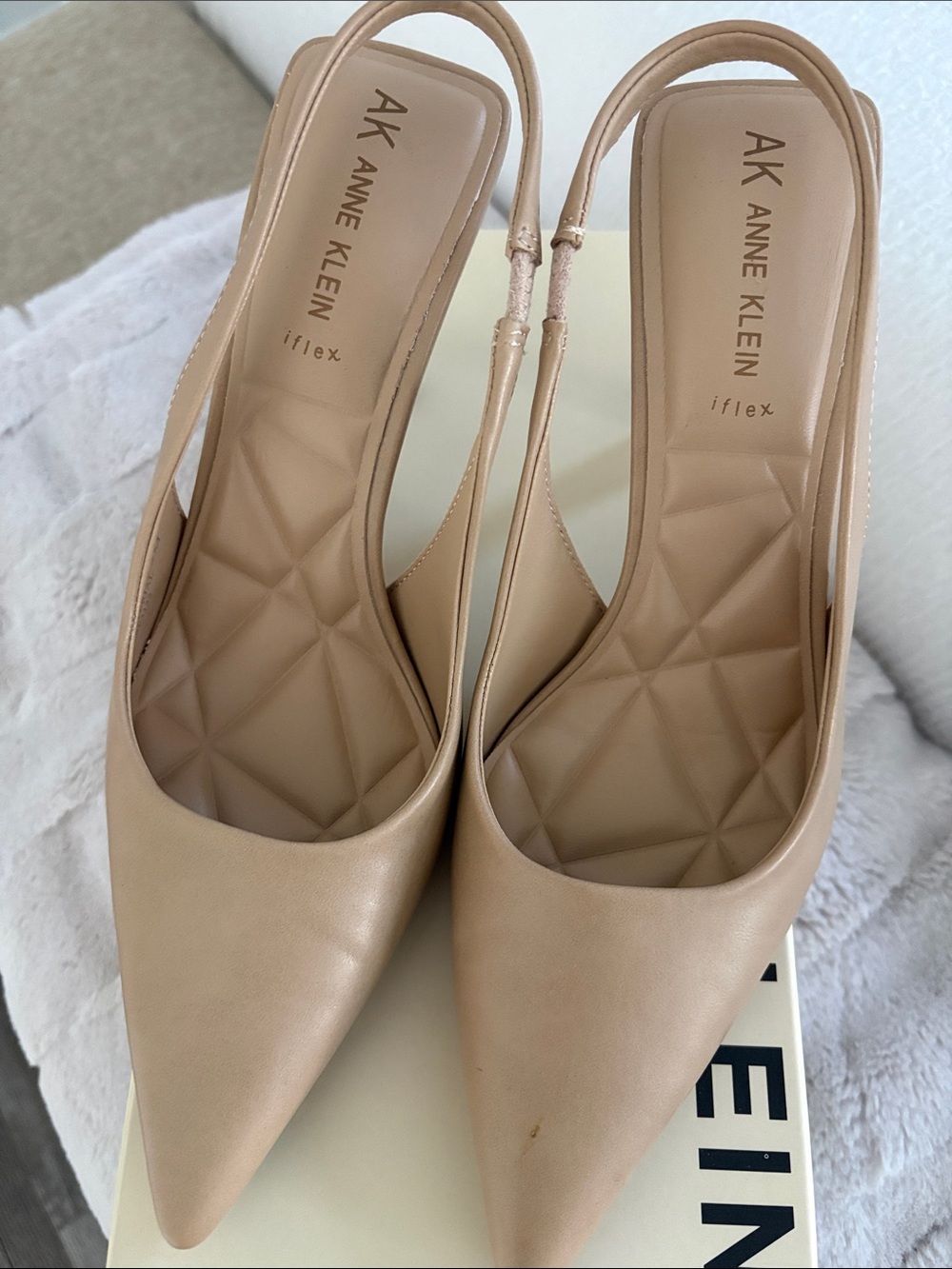 Anne Klein Nude Pointed Slingback Pumps - Picture 2 of 4